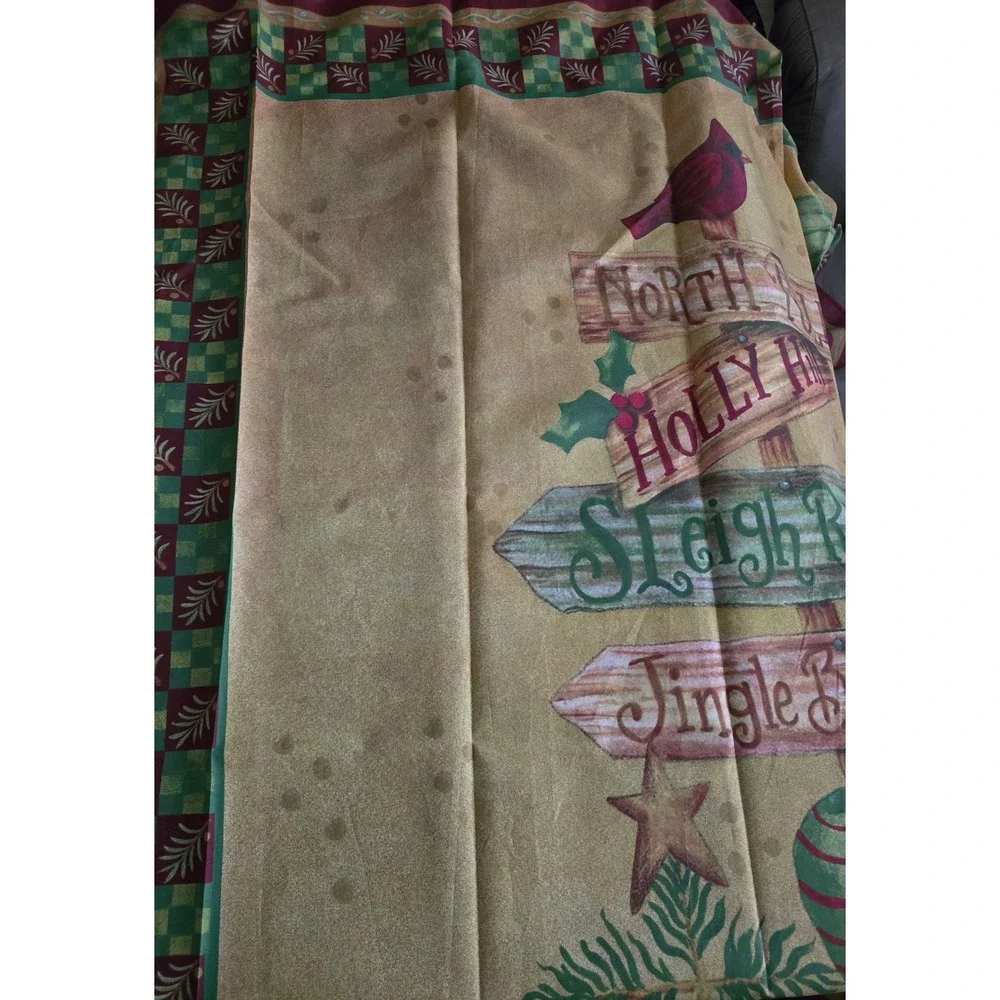 Blonder Home Accents Christmas Snowman Reindeer Shower Curtain Folk‎ Art Holiday